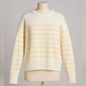 Philosophy Women's Sweater Size L Yellow Striped Cropped Pullover Long Sleeve